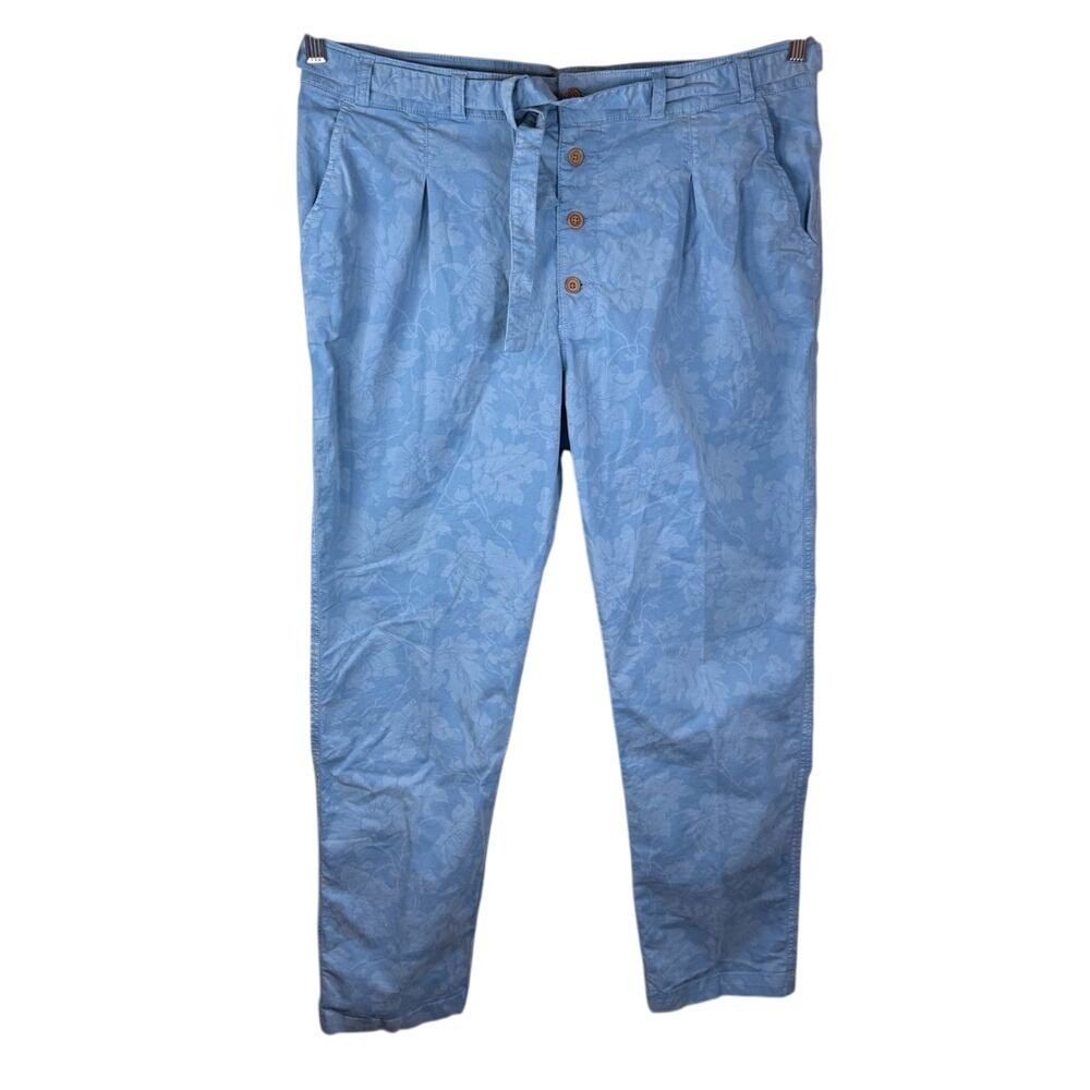 Sundance Bastille Easy Trouser Pants Floral Printed Tapered High Rise 16 Blue
